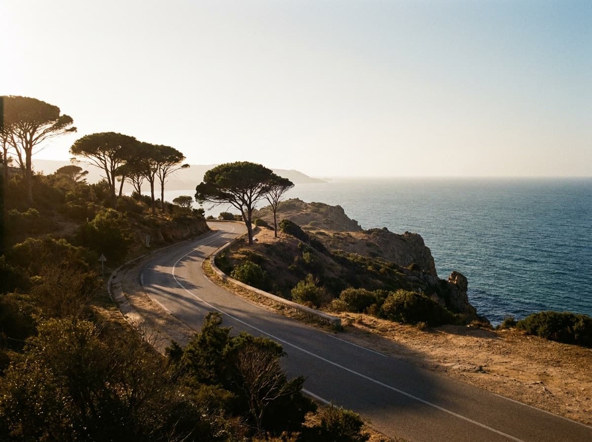 La corniche à travers les pins vers le Cap Spartel